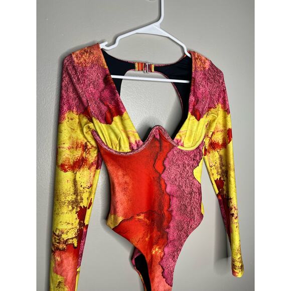 Revolve Amar One Piece Eros Print One Piece Love Island Open Back Bathing Suit - Picture 4 of 7